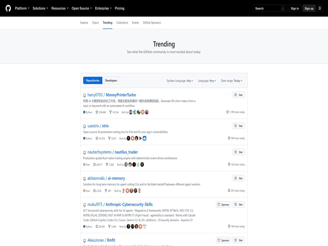 🔥 GitHub Trending за сегодня