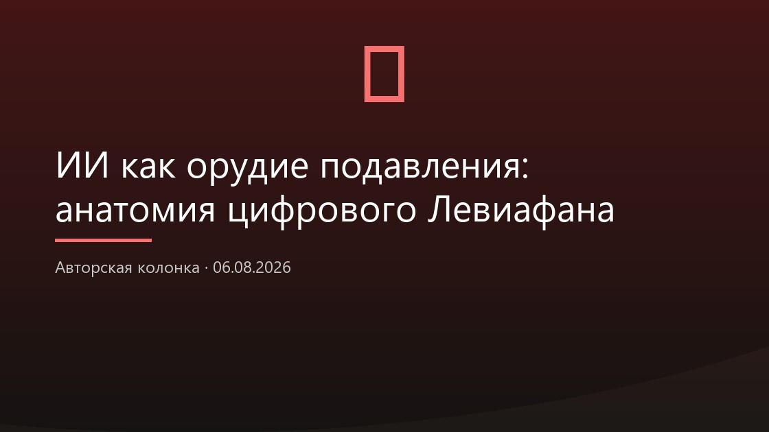ИИ как орудие подавления: анатомия цифрового Левиафана