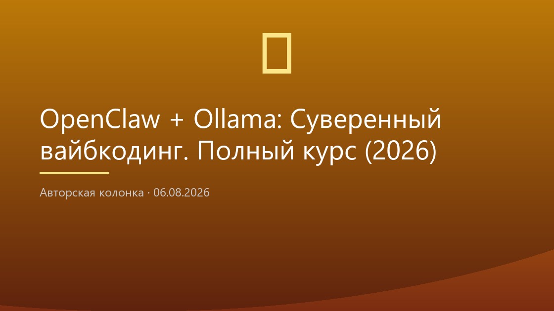 OpenClaw + Ollama: Суверенный вайбкодинг. Полный курс (2026)