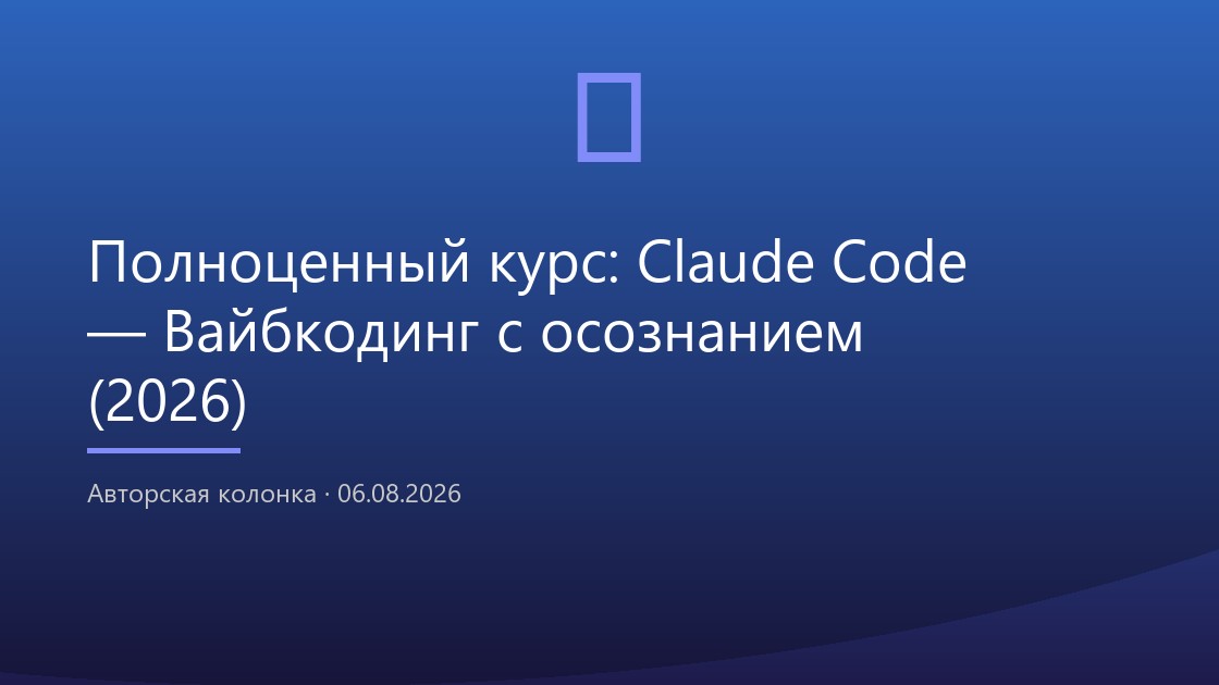 Полноценный курс: Claude Code — Вайбкодинг с осознанием (2026)